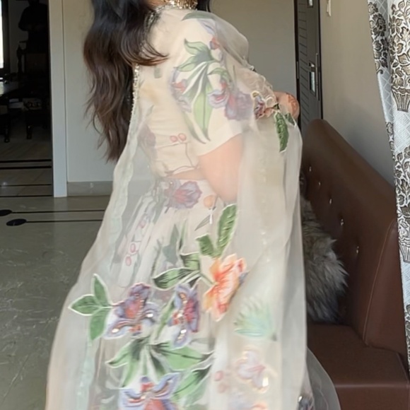 Off white Printed Lengha for sale - Picture 7 of 10